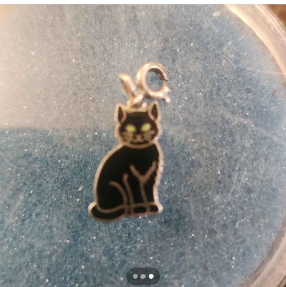 Vintage Sterling Silver Black Cat Enamel charm